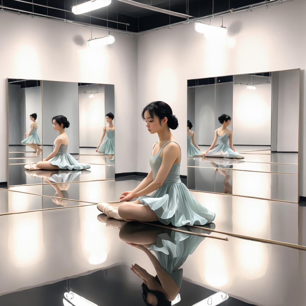 Contemplative Dancer in Empty Studio Space