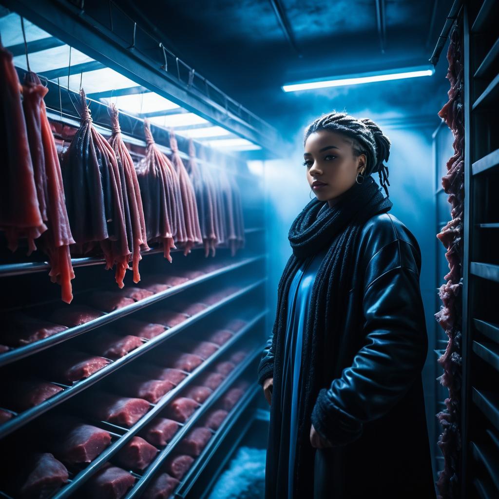 Cinematic Shot of Woman in Freezer