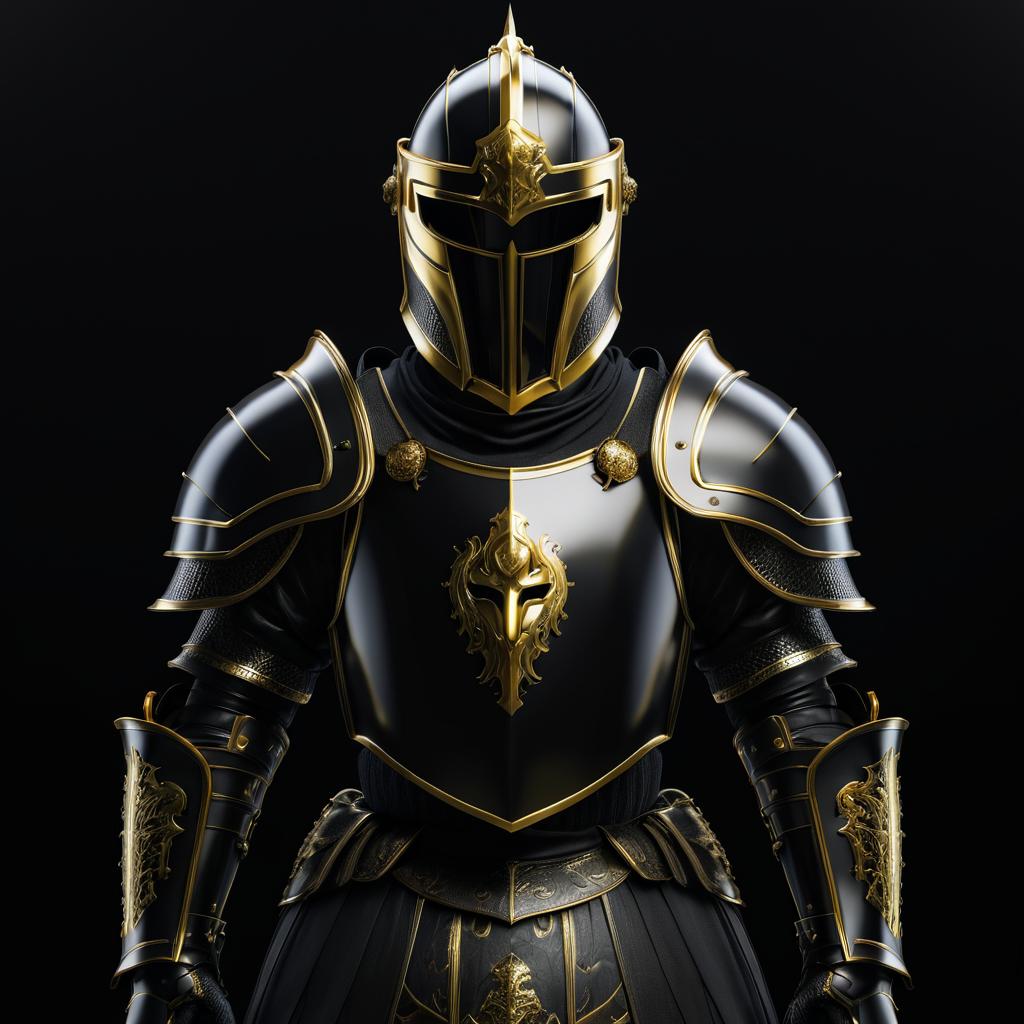 Dramatic Black Armor Gilded Knight