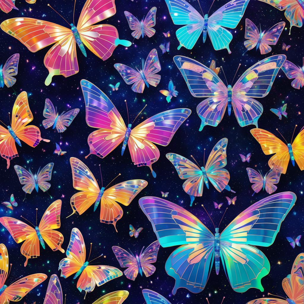 Vibrant Cosmic Butterflies Art Piece