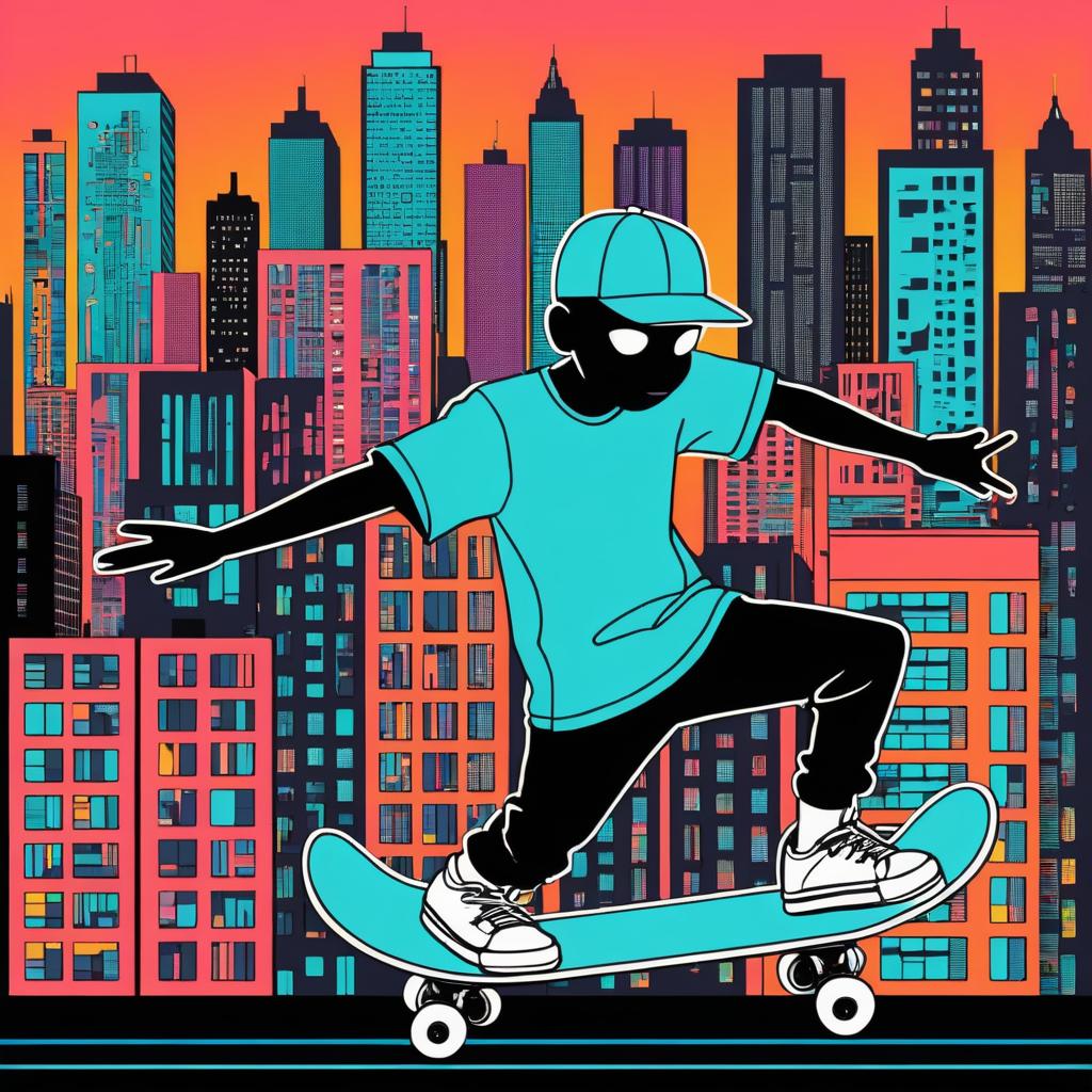 Urban Skateboarding Animation in Haring Style