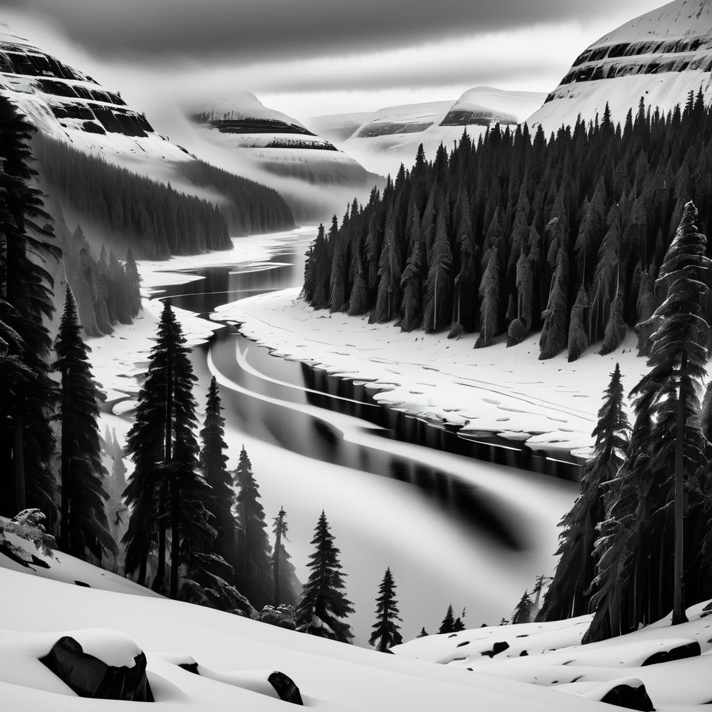 Timeless Monochrome of Misty Fjords