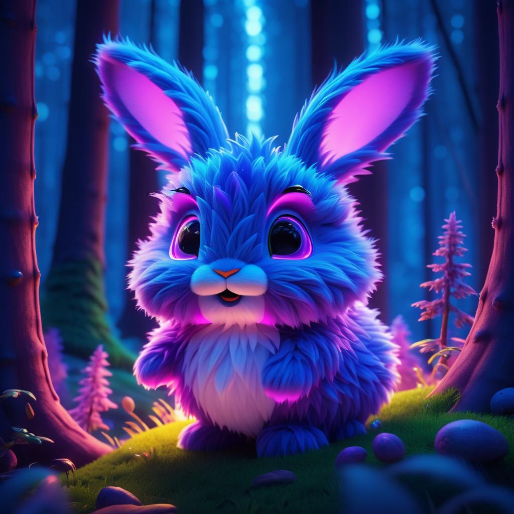 Enchanted Twilight Bunny in Pixar Style