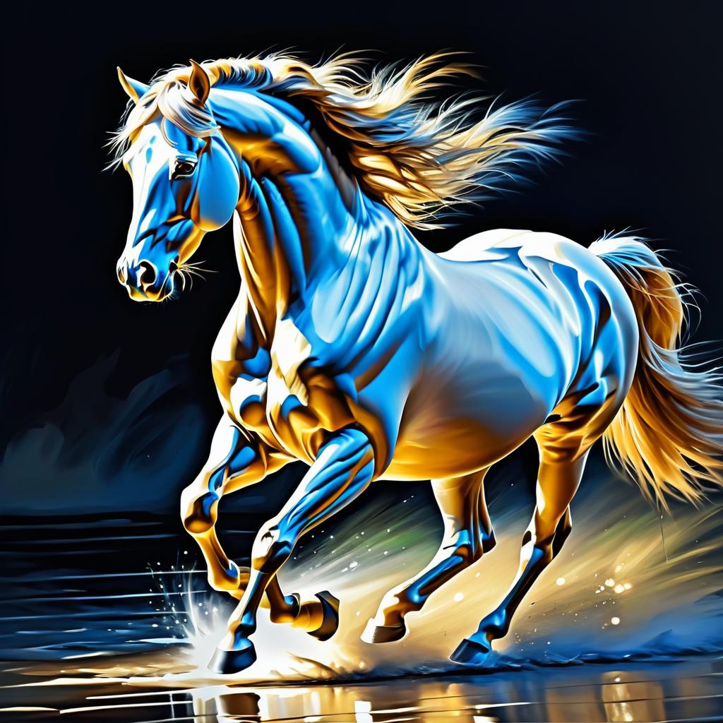 Dynamic Oil Painting of a Majestic Horse