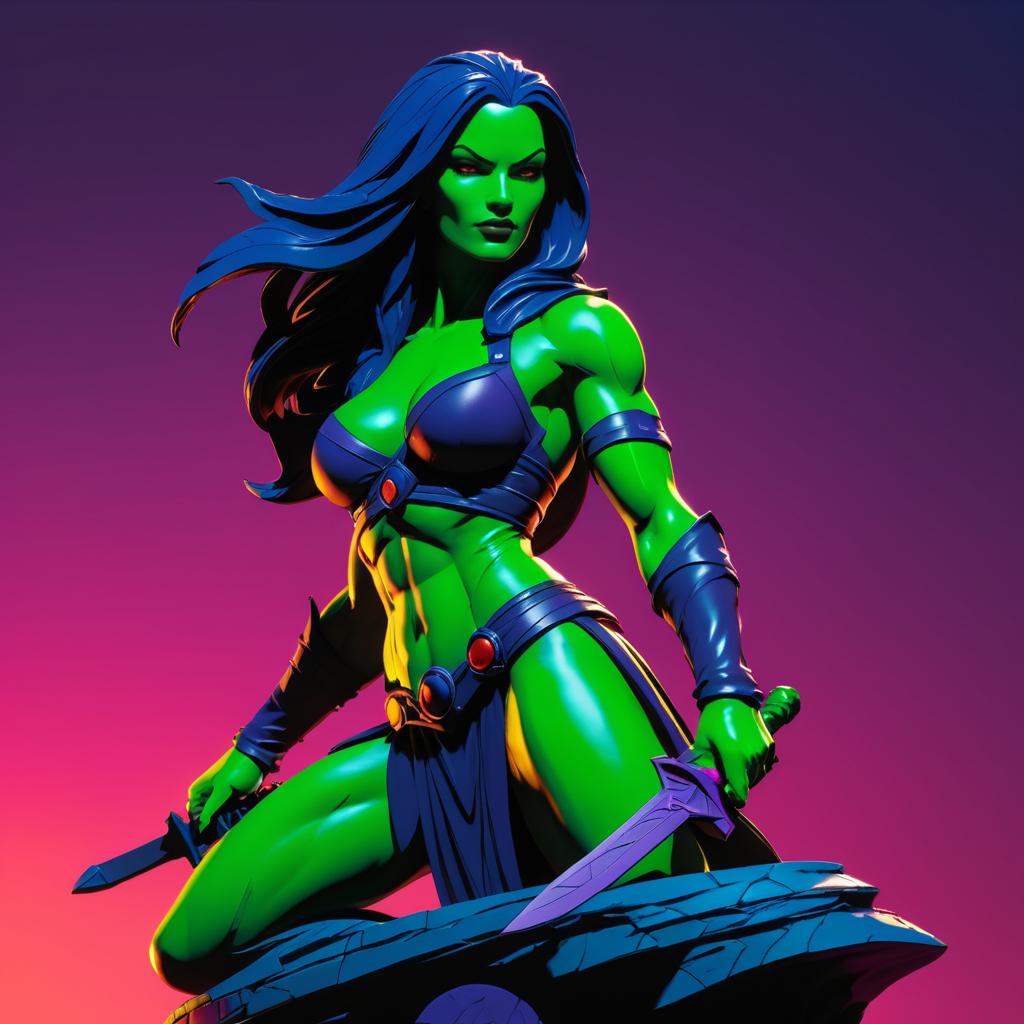 Vibrant Gamora Statue in Mignola Style