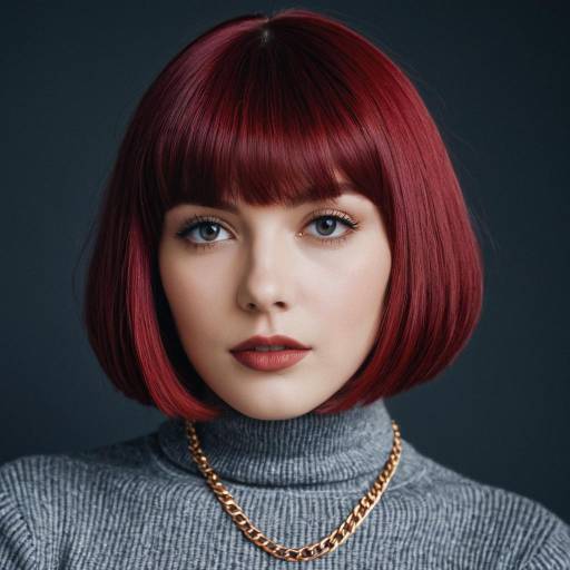 Stylish Burgundy Bob Cut Wig Portrait