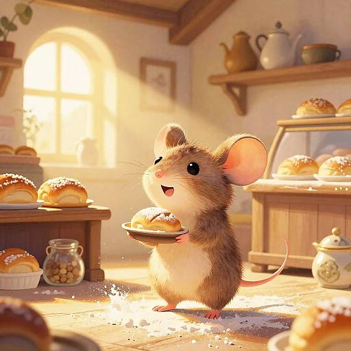 Tiny Mouse Baker in Cozy Village