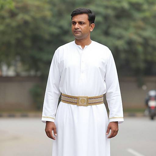 Man Wearing Traditional White Dhoti
