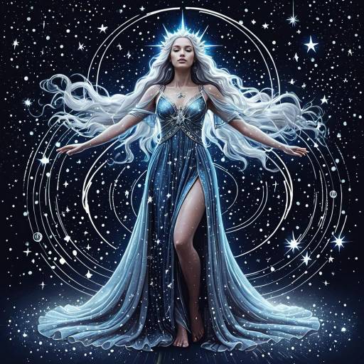 Ethereal Star Goddess with Flowing Cosmic Robe