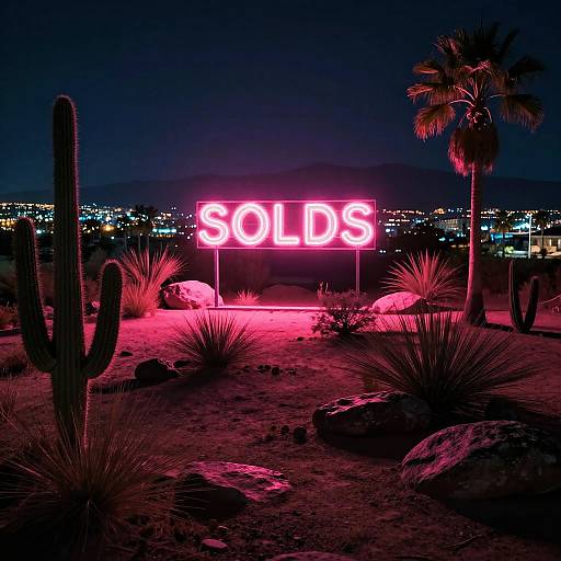 Neon-lit Desert Nightscape