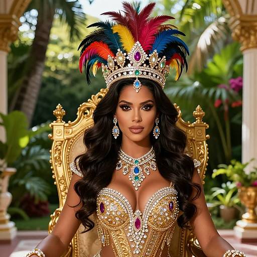Majestic Brazilian Queen in Opulent Garden
