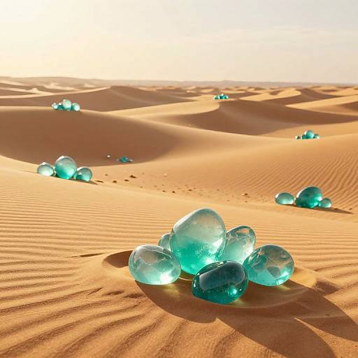 Surreal 3D Desert with Glass Stones