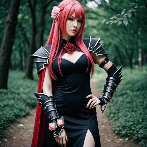 Cosplay Kasen Ibaraki in Red and Black Dress