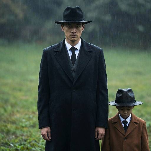 Mysterious Figures in Rainy Scene