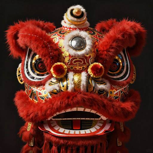 Intricate Cantonese Lion Mask Art