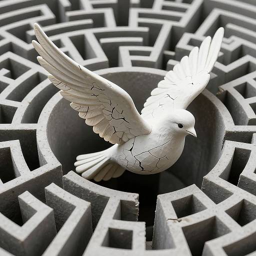 Sculpted Dove in Fractured Mind