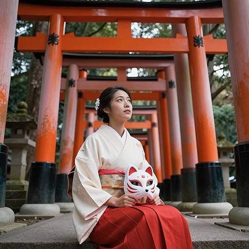 Serene East Asian Woman in Kimono