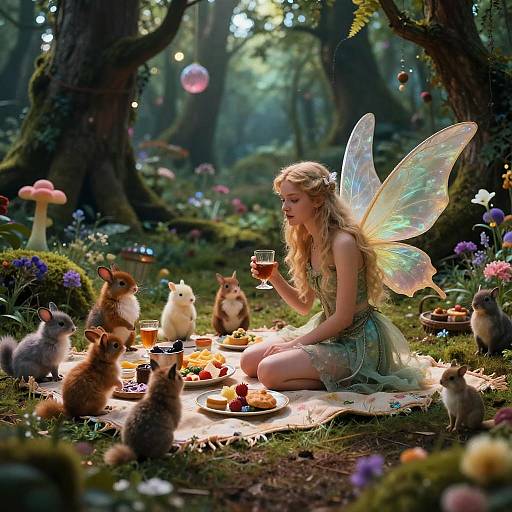 Fairy Picnic with Woodland Animals