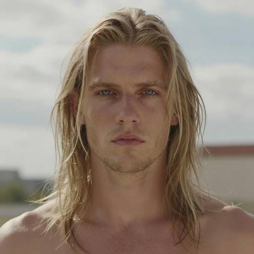 Serious Man Portrait with Cloudy Background