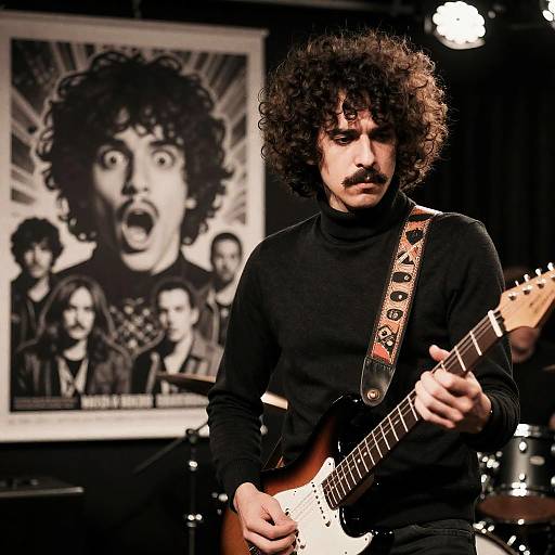 Dynamic Stage Performance with Electric Guitarist