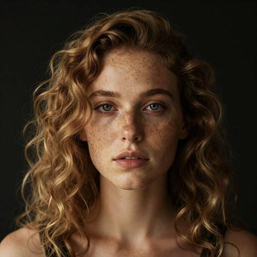 Hyperrealistic Freckled Woman Portrait
