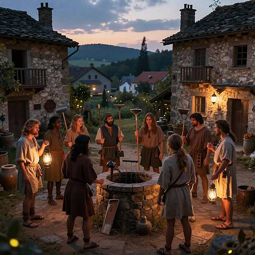 Peasant DnD Group by Town Well