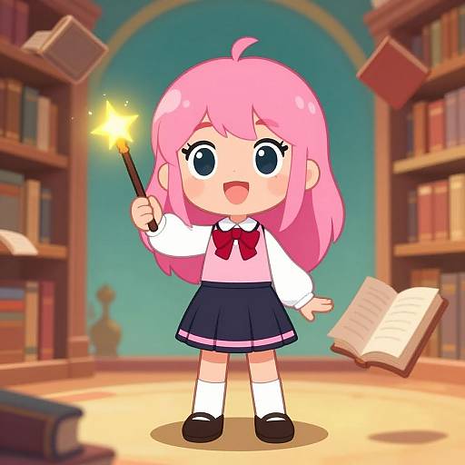Magical Girl in Enchanted Library