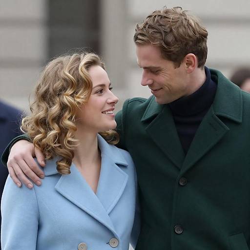 Couple Smiling and Embracing Outdoors