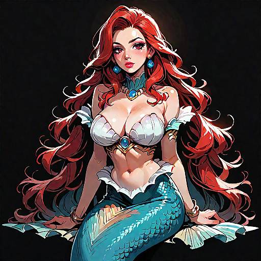 Red-Haired Mermaid with Jewelry