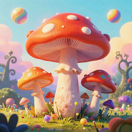 Trippy Cartoon Mushroom Psychedelic Art