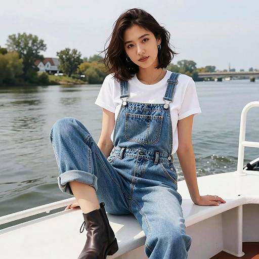 Digital Manga Woman on Riverboat