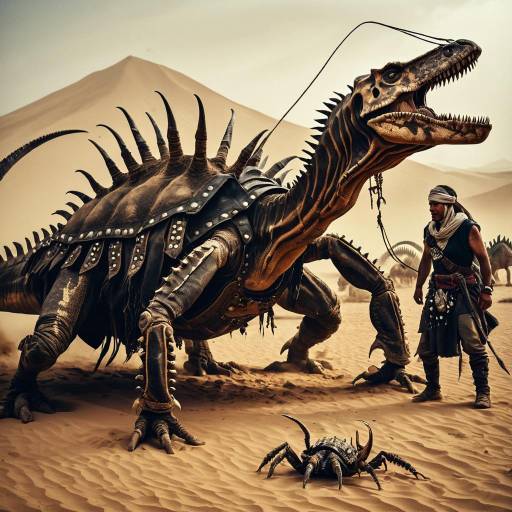 Desert Nomad with Armored Dinosaur and Giant Scorpion Desert Nomad with Armored Dinosaur and Giant Scorpion