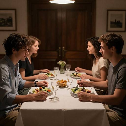 Cozy Dinner for Four in Warm Light