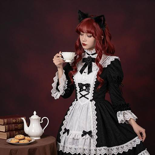 Gothic Elegance with Red-Haired Muse