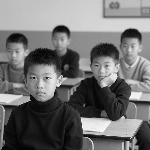 Black and White Classroom Portrait of Boys
