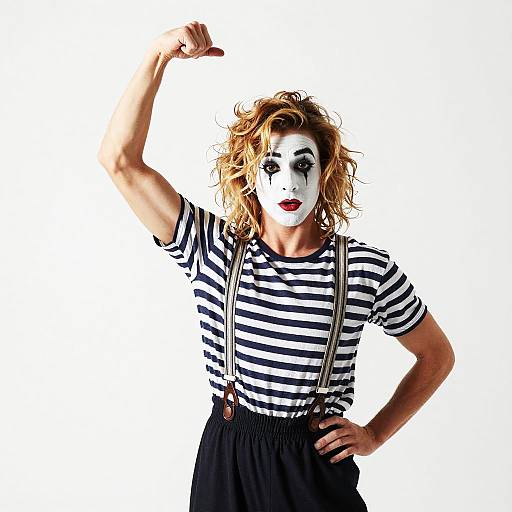 Vivacious Street Performer in Mime Outfit
