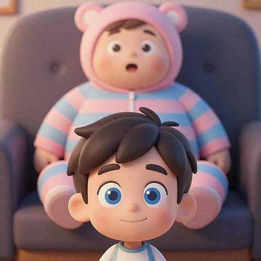 Whimsical Cartoon Scene with Characters