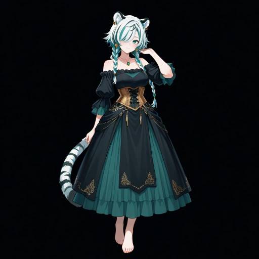 Serene Anthro Girl in Elegant Attire Serene Anthro Girl in Elegant Attire