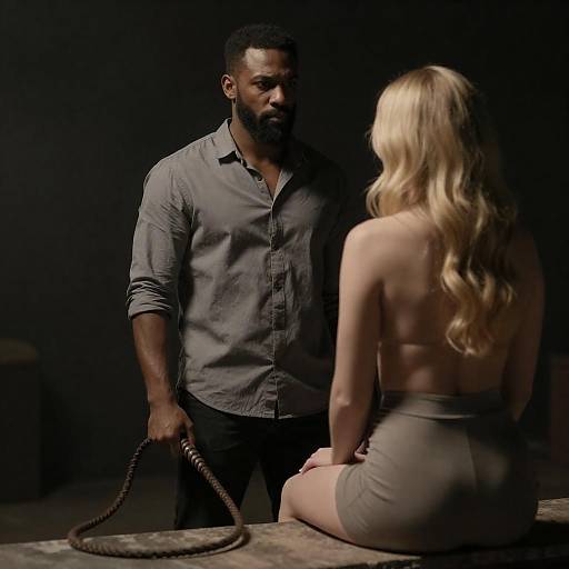 Intense Portrait in Dimly Lit Room