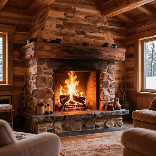 Cozy Wood Chalet Interior Serenity