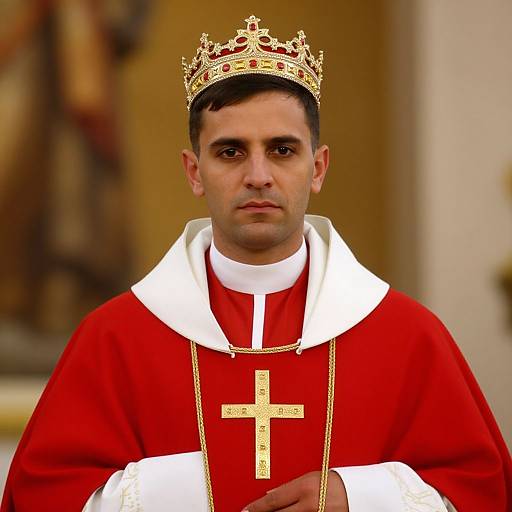 Regal Man in Red and White Robe