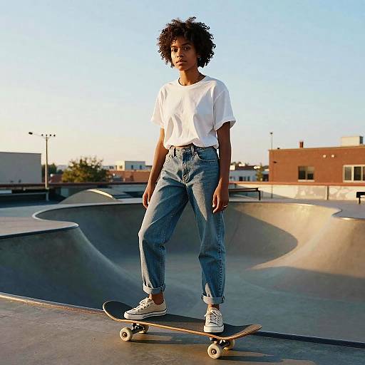 Golden Hour Rooftop Skateboard Portrait