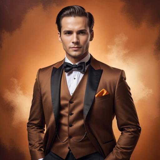 Elegant Man in Brown Tuxedo Portrait
