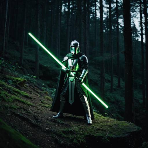 Knight with Lightsaber on Cliff Edge