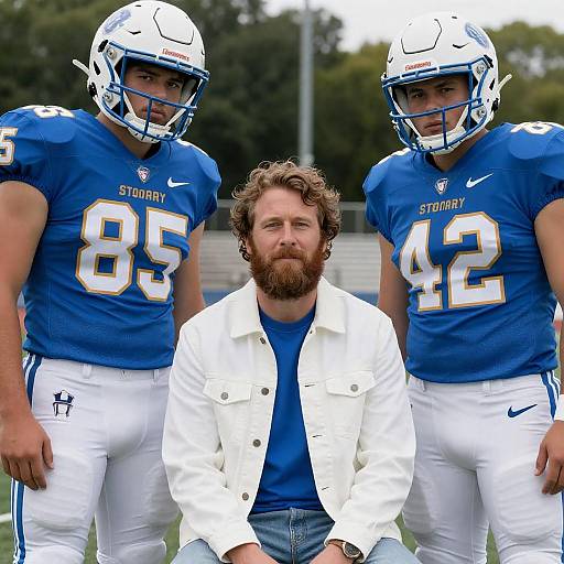 Bearded Man Amid Football Players