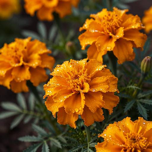 Dew-Kissed Orange Marigold Close-Up