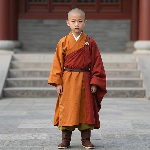 Aang in Traditional Monk Attire
