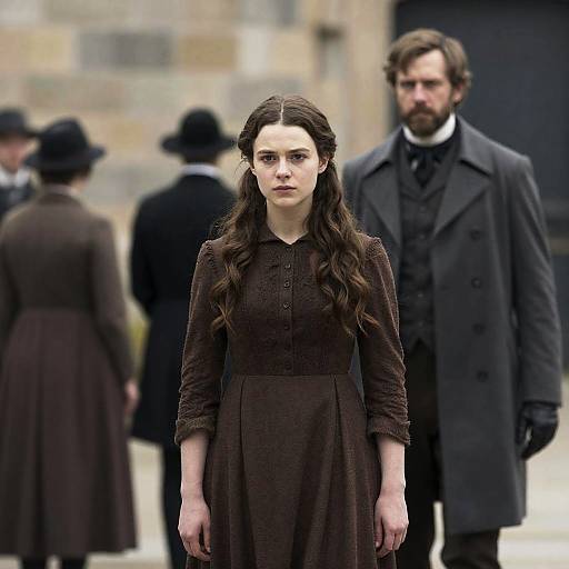 Historical Drama Scene with Woman and Man in 19th Century Attire