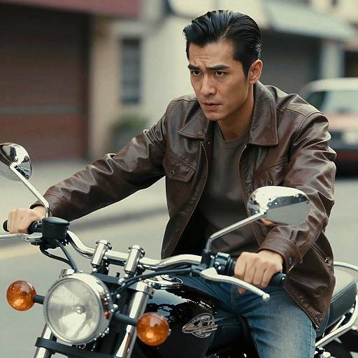 Film Noir Man on Motorcycle