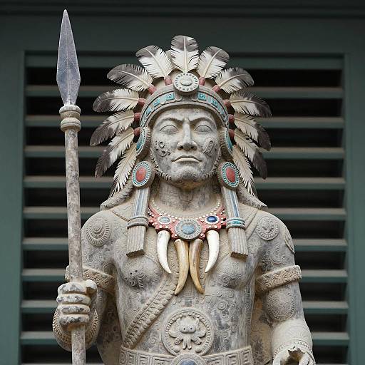 Native American Warrior Stone Sculpture Prompt